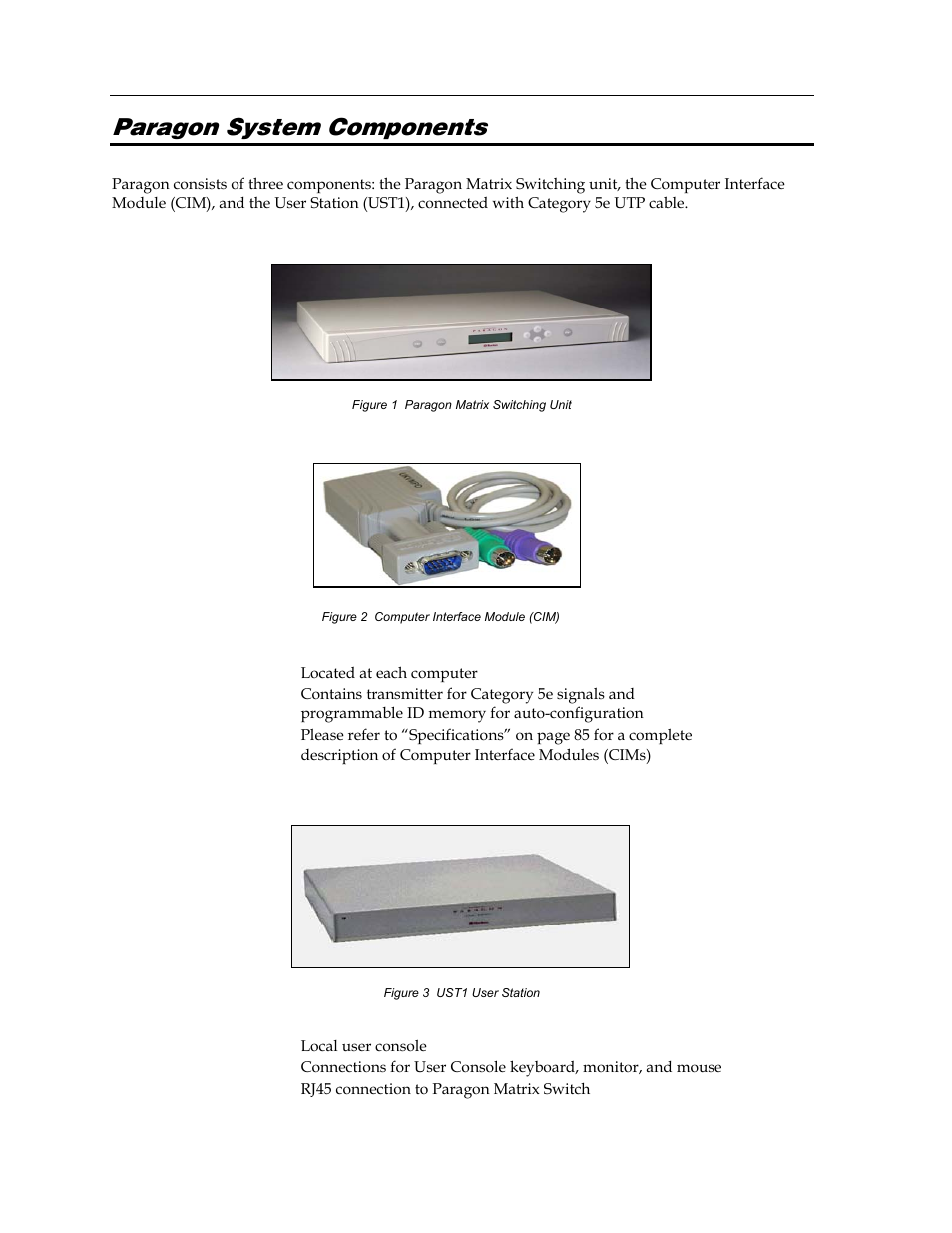 Paragon system components | Raritan Computer Paragon switch User Manual | Page 10 / 117