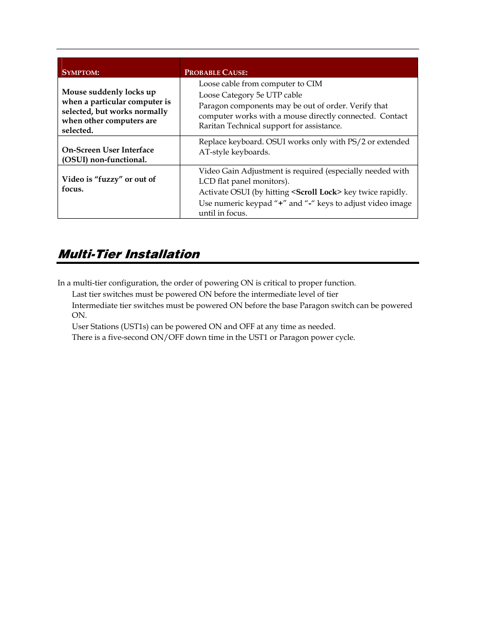 Multi-tier installation | Raritan Computer Paragon switch User Manual | Page 100 / 117