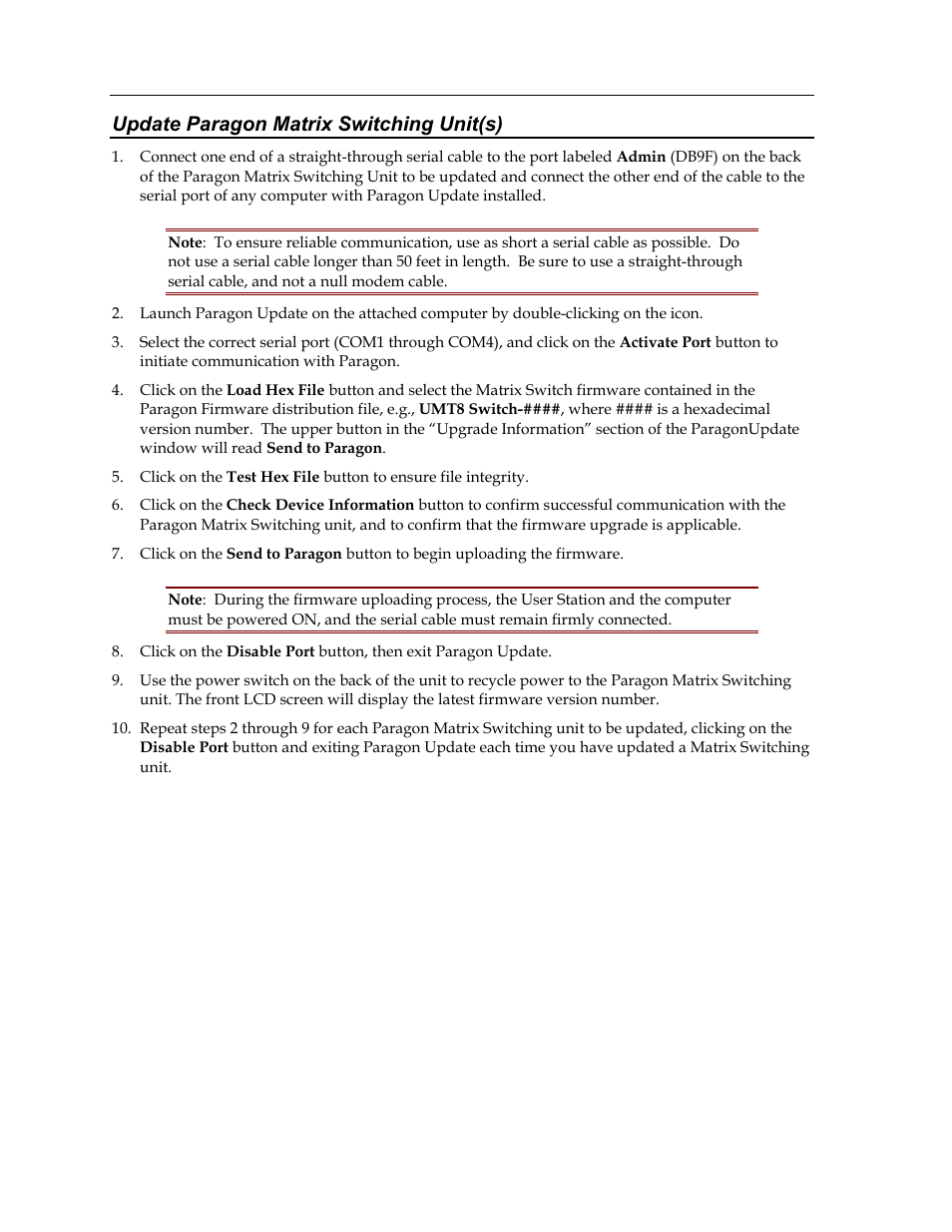 Update paragon matrix switching unit(s) | Raritan Computer Paragon switch User Manual | Page 114 / 117