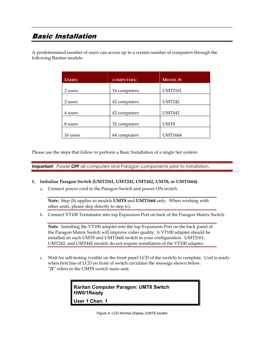 Basic installation | Raritan Computer Paragon switch User Manual | Page 20 / 117