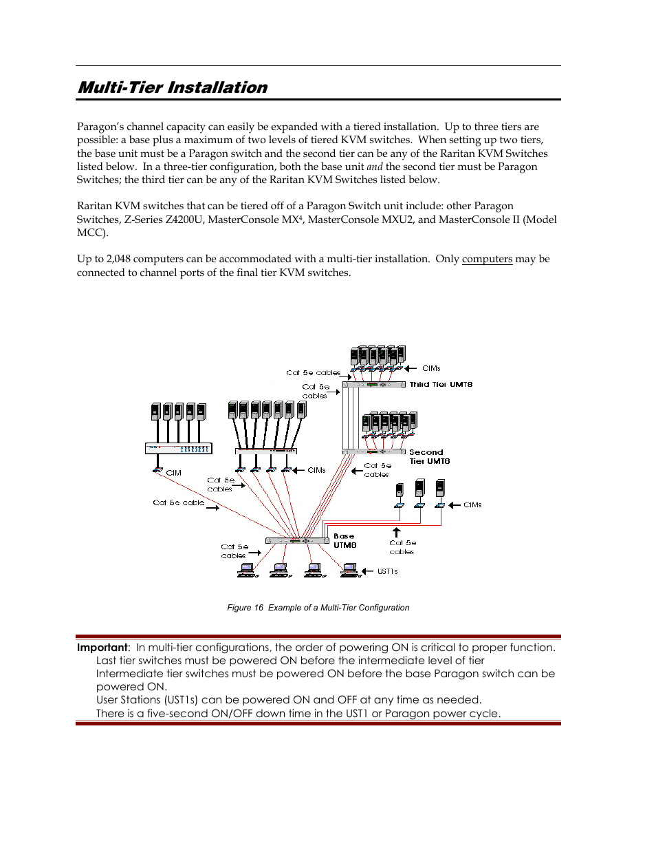 Multi-tier installation | Raritan Computer Paragon switch User Manual | Page 26 / 117