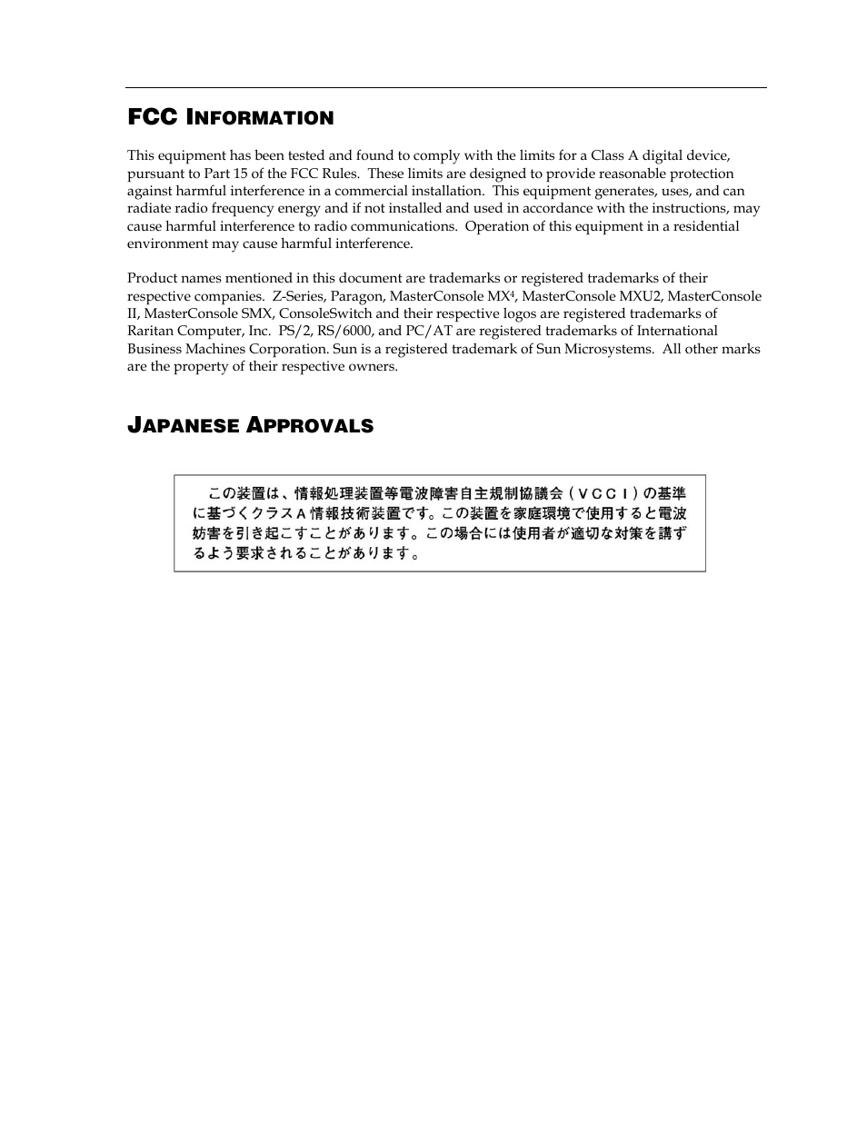 Fcc i | Raritan Computer Paragon switch User Manual | Page 5 / 117