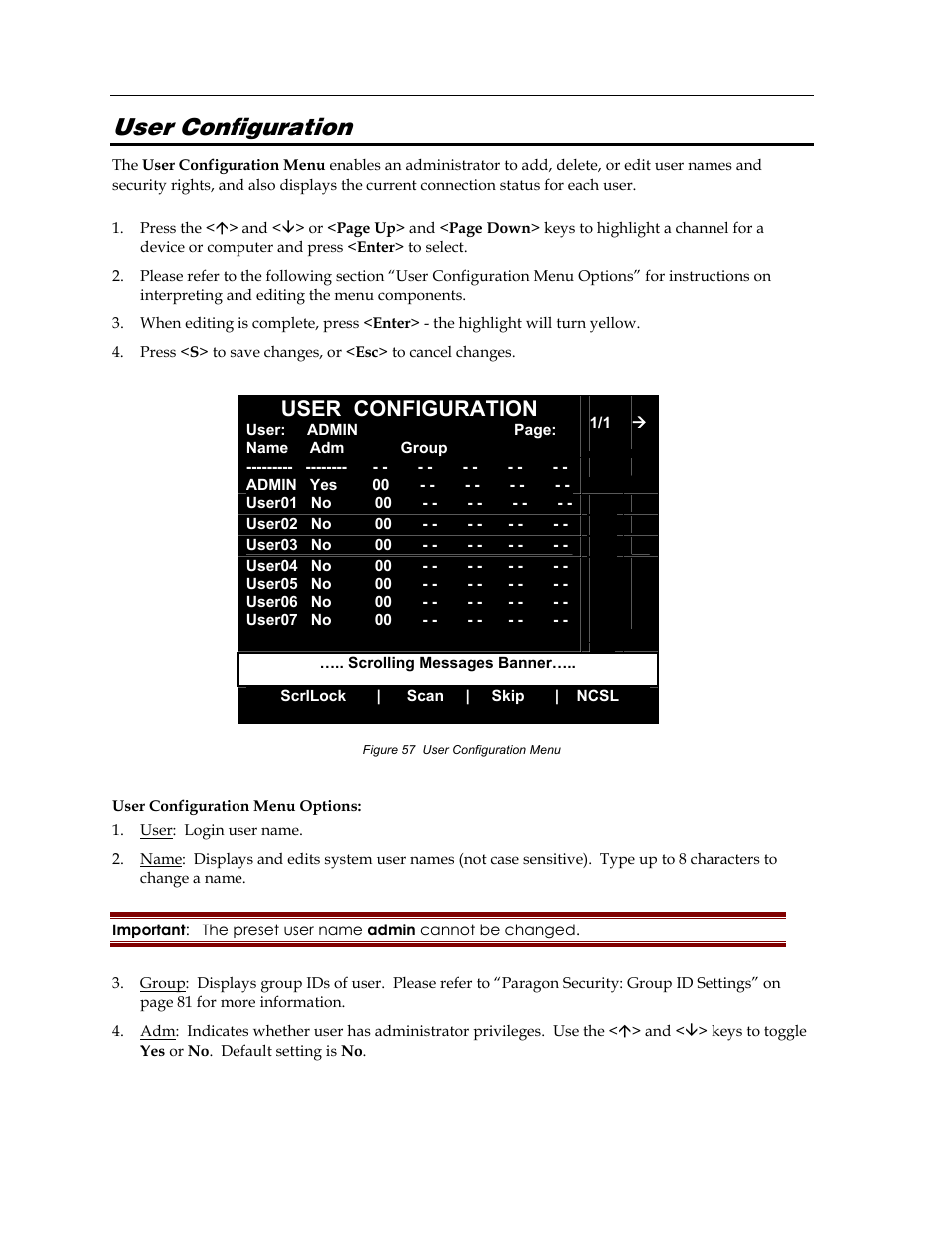 User configuration | Raritan Computer Paragon switch User Manual | Page 74 / 117