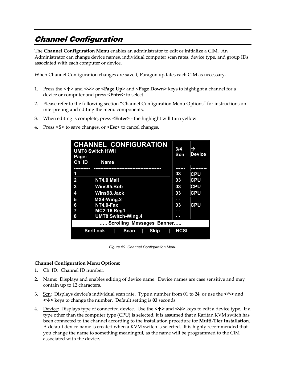 Channel configuration | Raritan Computer Paragon switch User Manual | Page 76 / 117