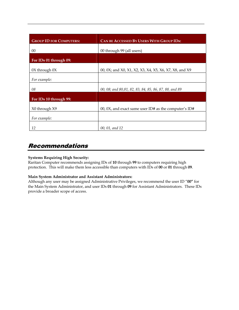 Recommendations | Raritan Computer Paragon switch User Manual | Page 90 / 117