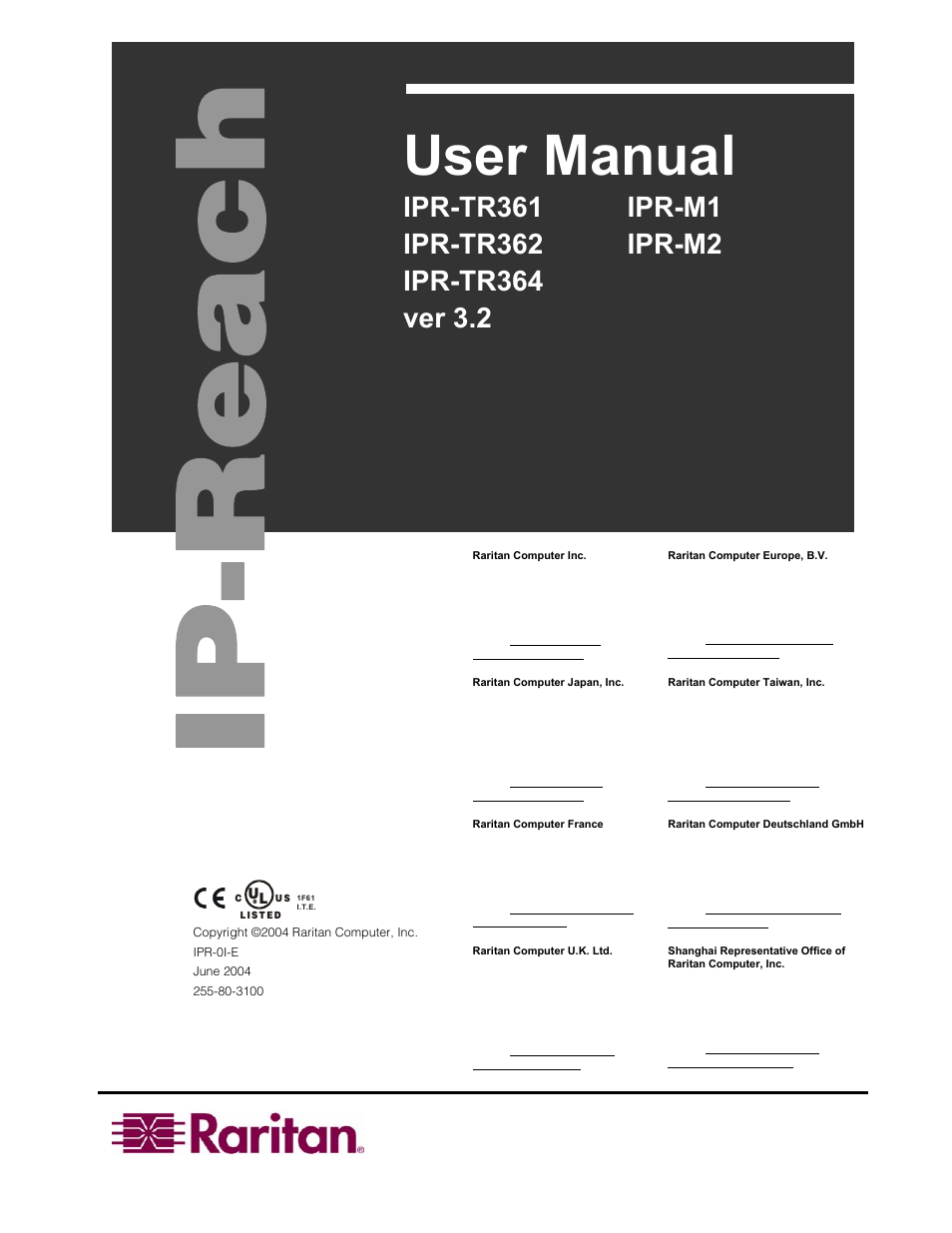 Raritan Computer IPR-TR364 User Manual | 84 pages