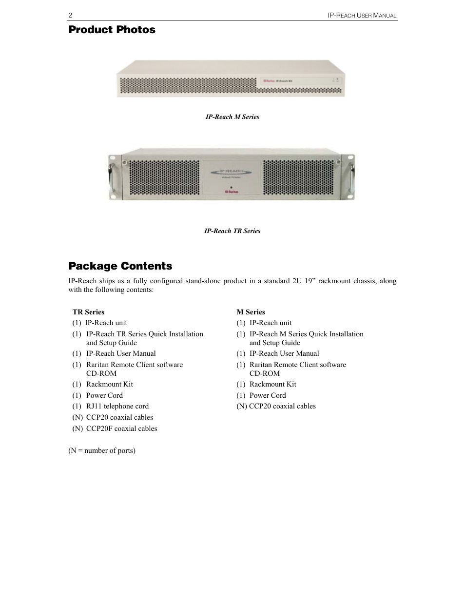 Product photos, Package contents | Raritan Computer IPR-TR364 User Manual | Page 10 / 84