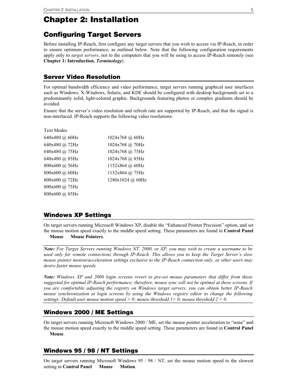 Chapter 2: installation, Configuring target servers | Raritan Computer IPR-TR364 User Manual | Page 13 / 84