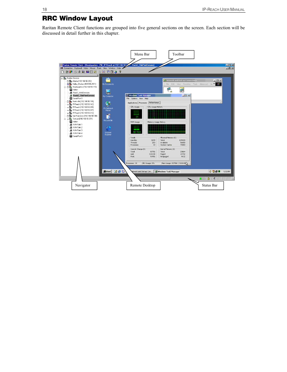 Rrc window layout | Raritan Computer IPR-TR364 User Manual | Page 26 / 84