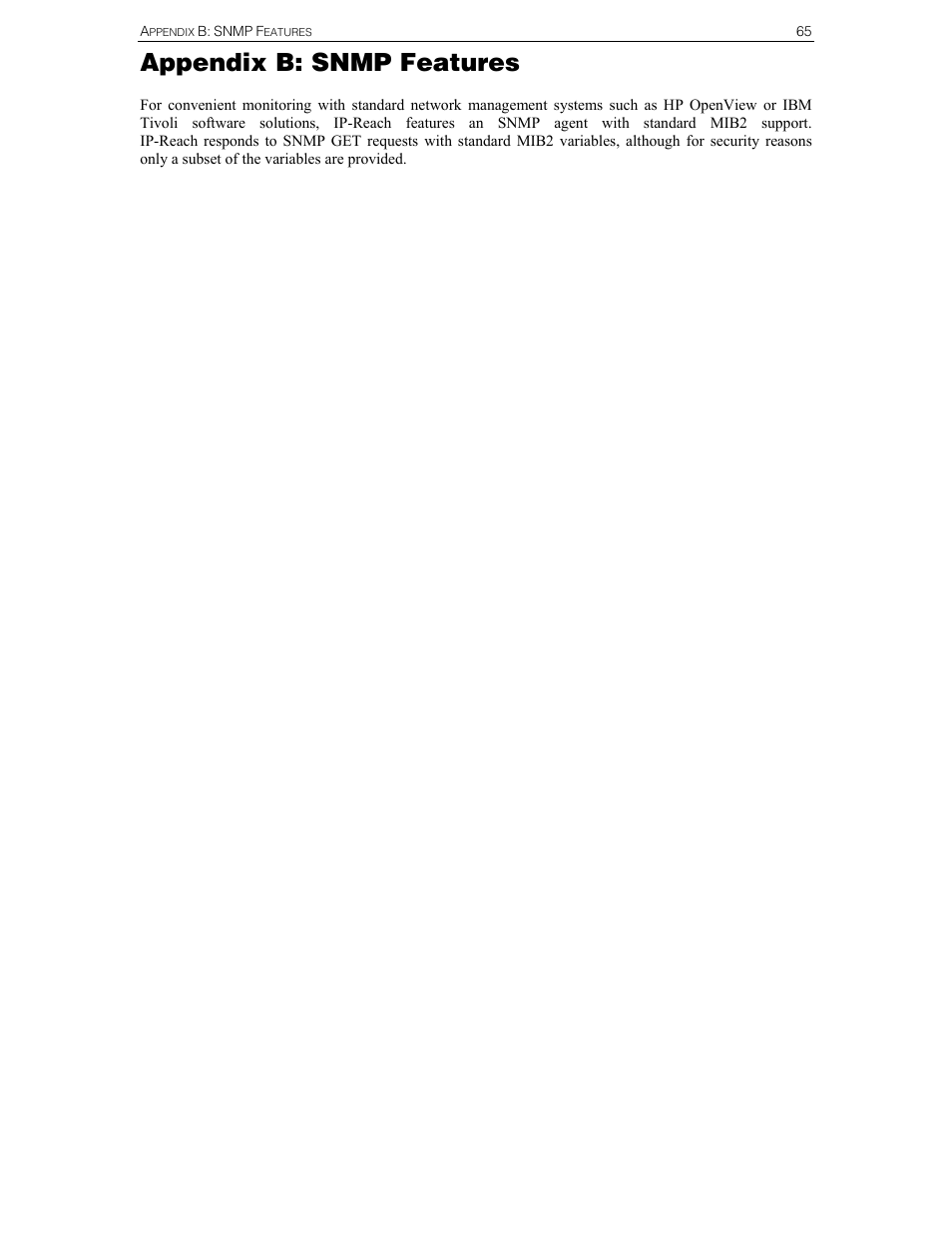 Appendix b: snmp features | Raritan Computer IPR-TR364 User Manual | Page 73 / 84