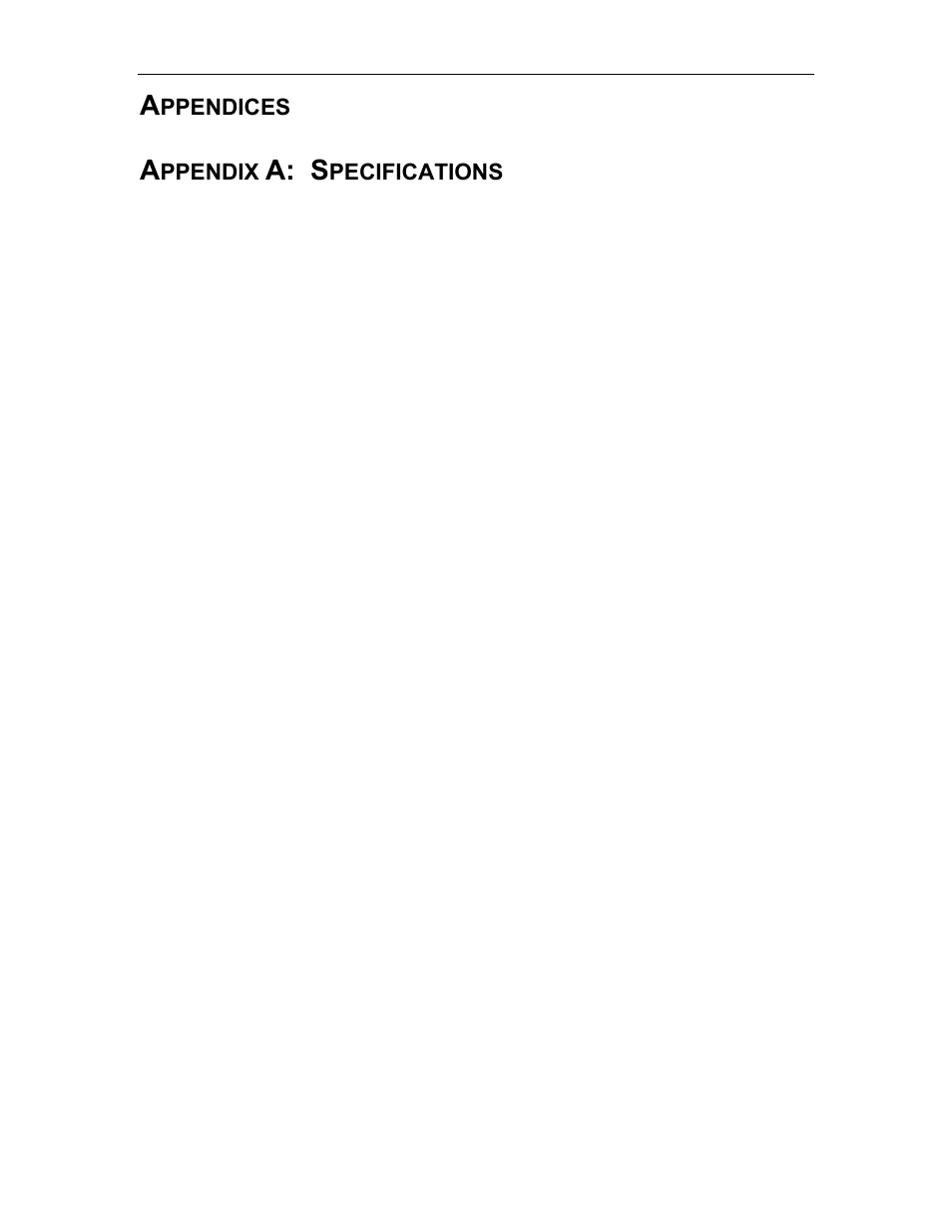 A: s, Ppendices, Ppendix | Pecifications | Raritan Computer SCS232 User Manual | Page 29 / 39