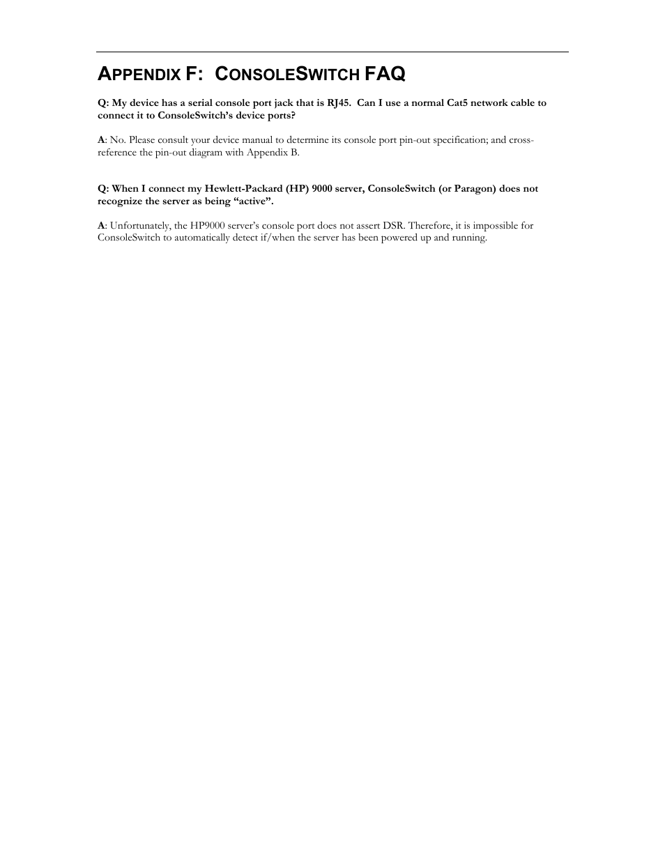 F: c, Ppendix, Onsole | Witch | Raritan Computer SCS232 User Manual | Page 38 / 39