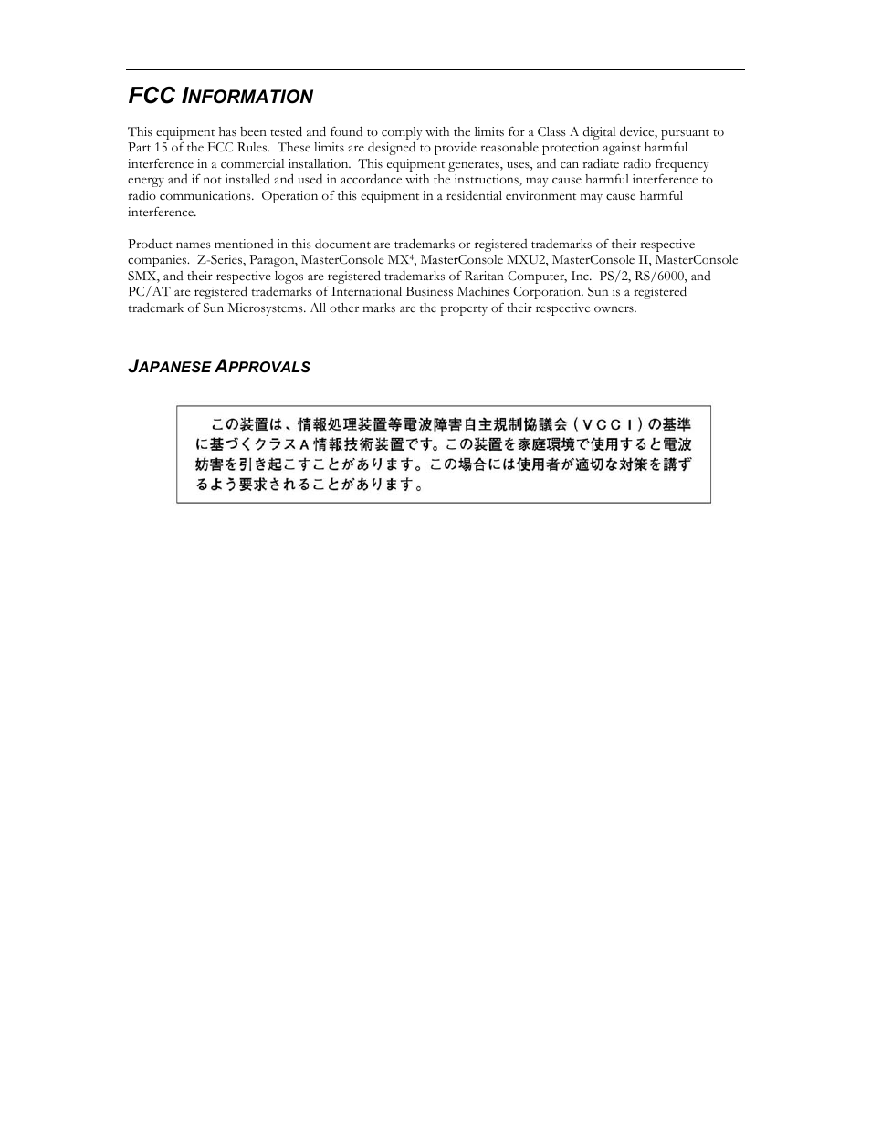 Fcc i | Raritan Computer SCS232 User Manual | Page 5 / 39