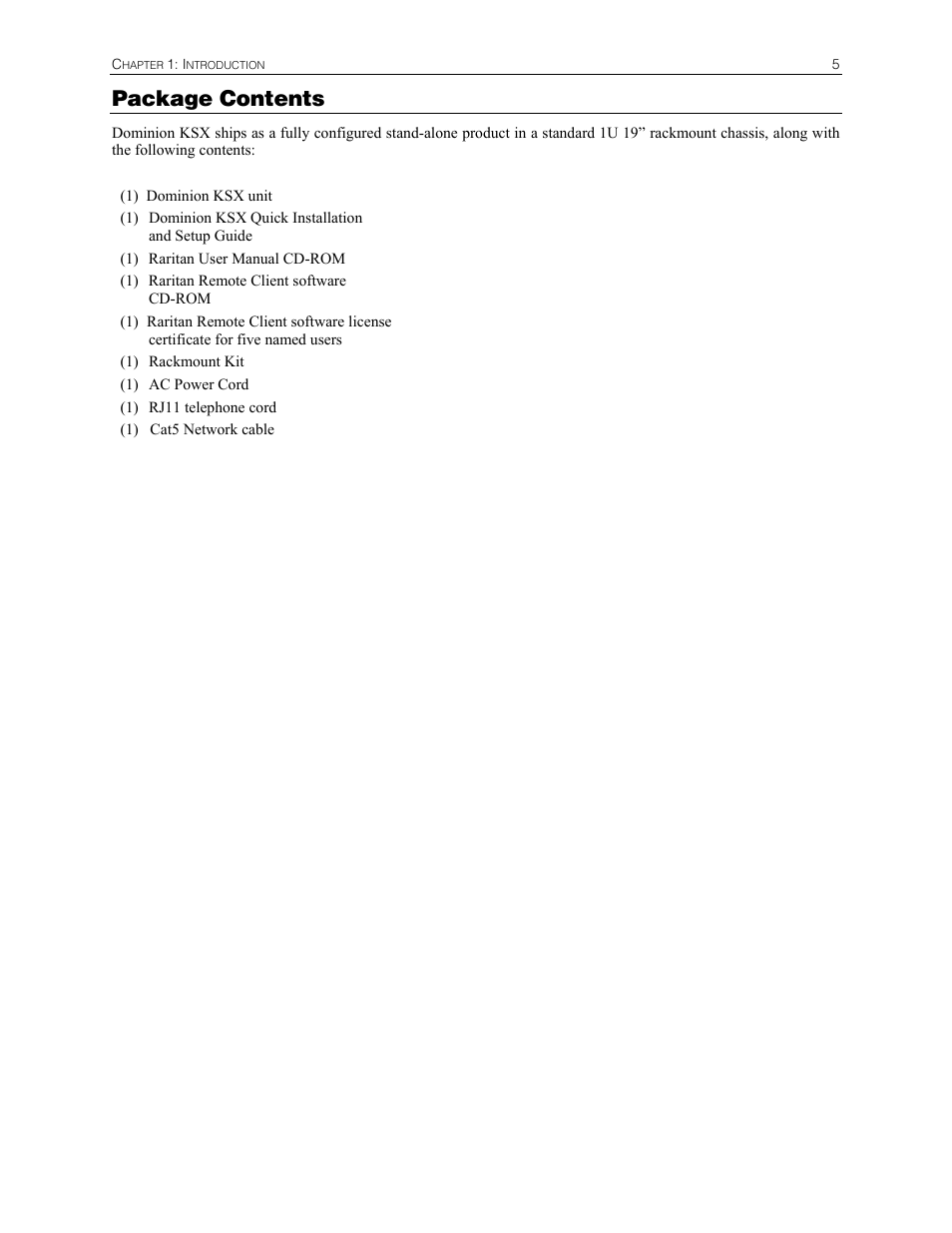 Package contents | Raritan Computer DKSX440 User Manual | Page 17 / 94