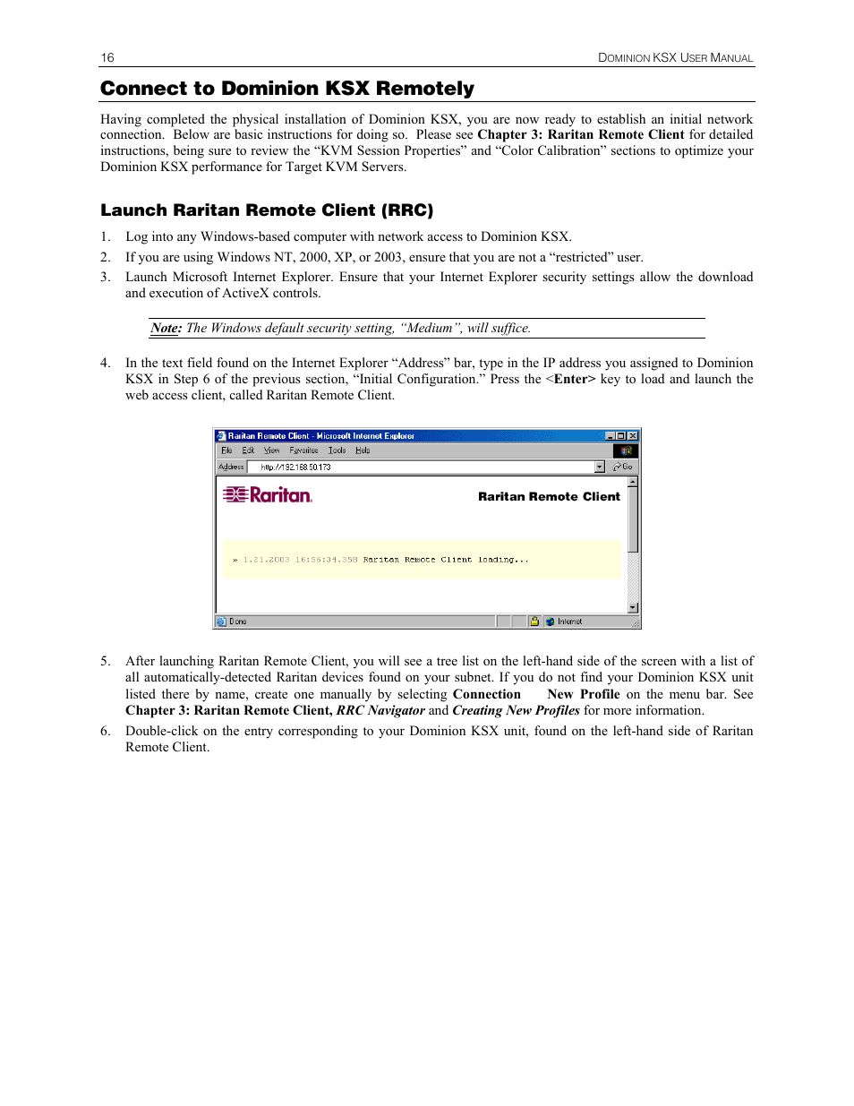 Connect to dominion ksx remotely | Raritan Computer DKSX440 User Manual | Page 28 / 94