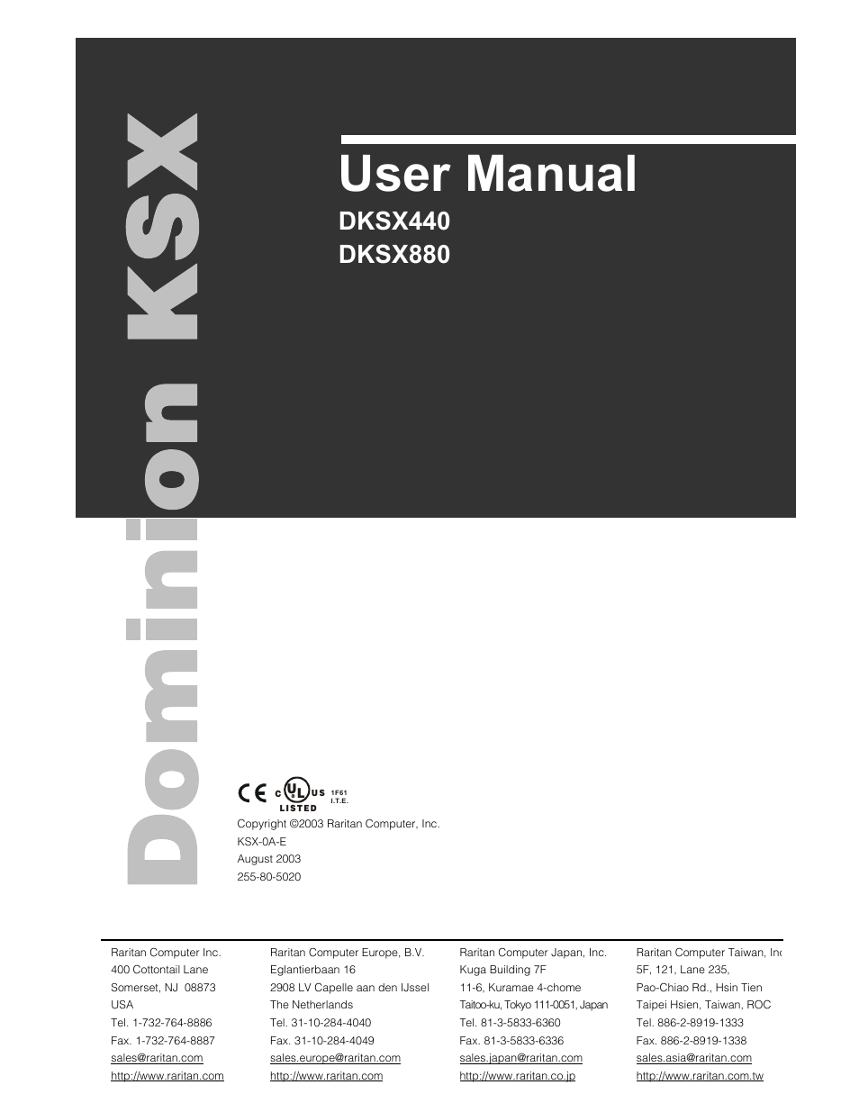 User manual | Raritan Computer DKSX440 User Manual | Page 3 / 94