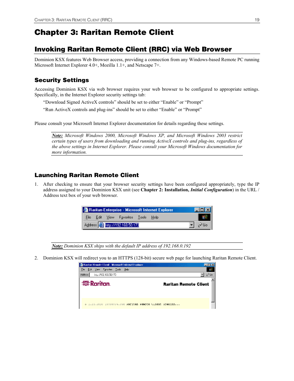 Chapter 3: raritan remote client | Raritan Computer DKSX440 User Manual | Page 31 / 94