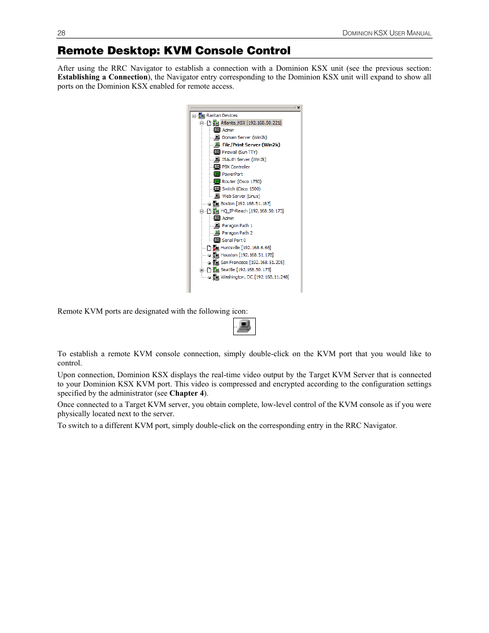 Remote desktop: kvm console control | Raritan Computer DKSX440 User Manual | Page 40 / 94