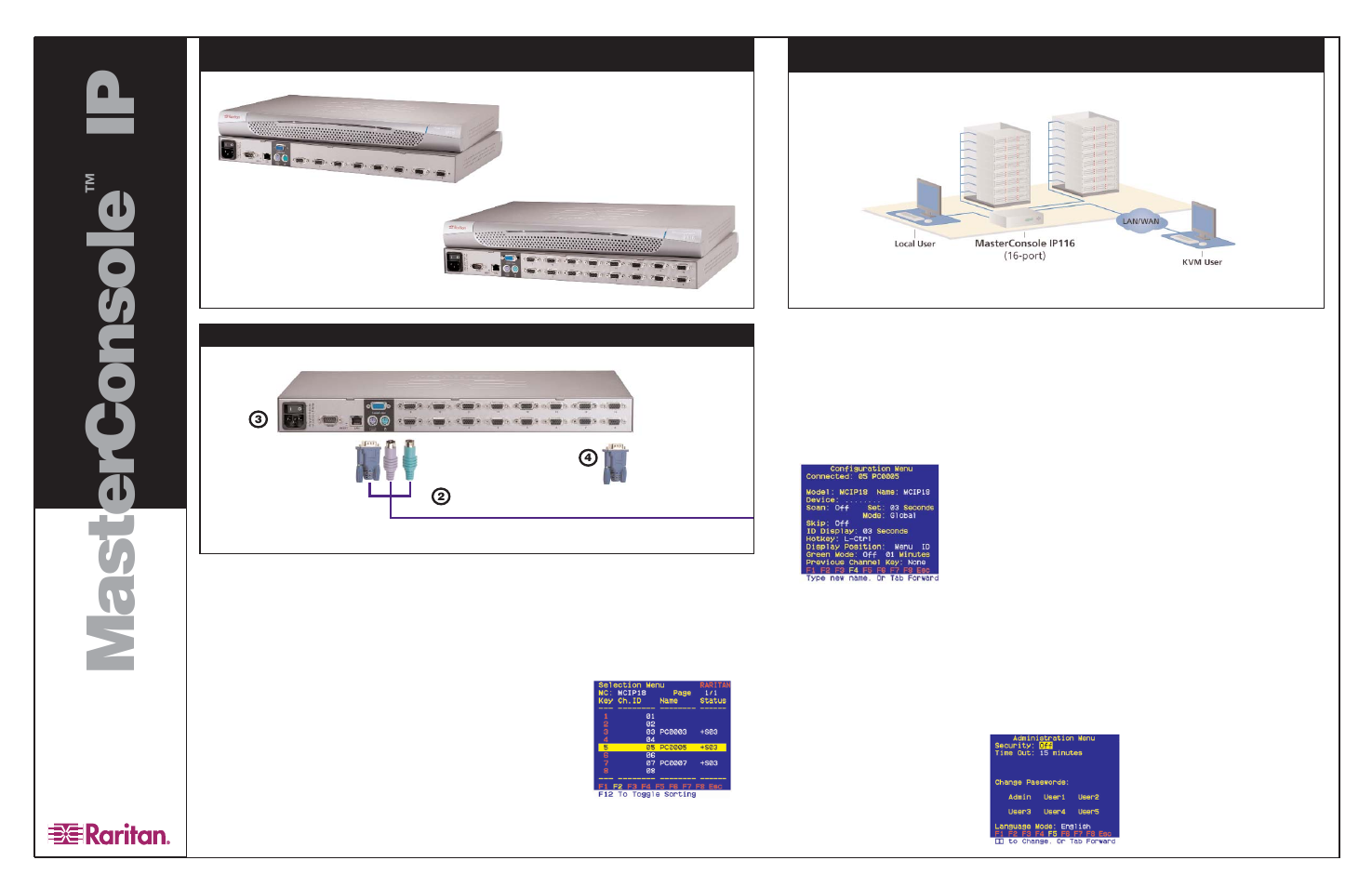 Raritan Computer MASTERCONSOLETM MCIP18 User Manual | 1 page