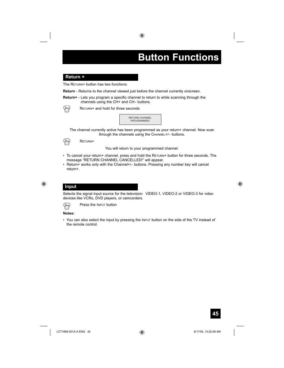 Button functions | Raritan Computer LT-32X506 User Manual | Page 45 / 56