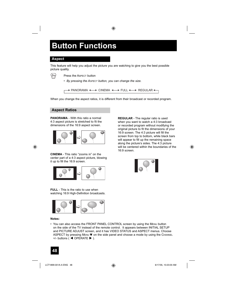 Button functions | Raritan Computer LT-32X506 User Manual | Page 48 / 56