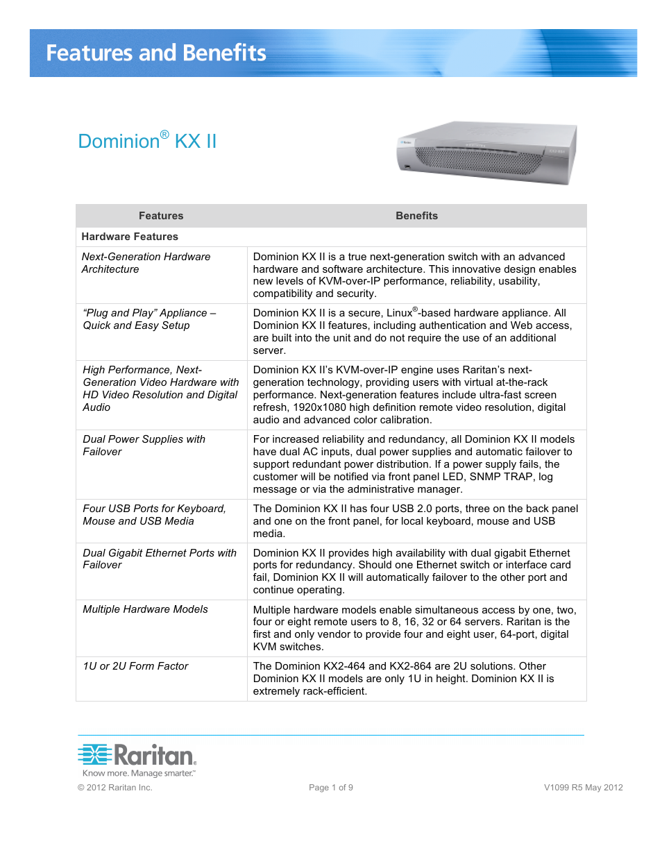 Raritan Computer KX II User Manual | 9 pages
