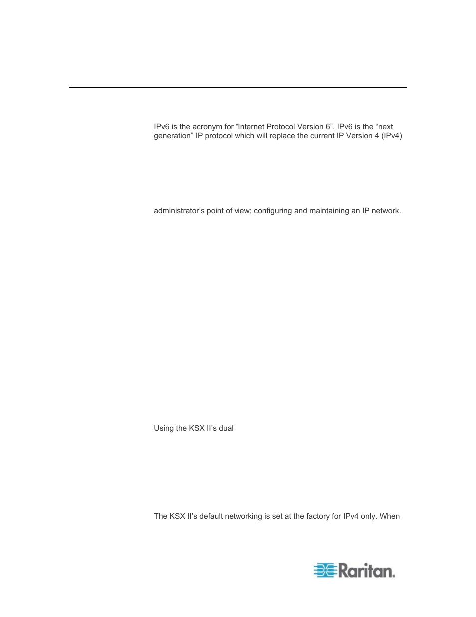 Ipv6 networking | Raritan Computer DOMINION KSX II User Manual | Page 336 / 362