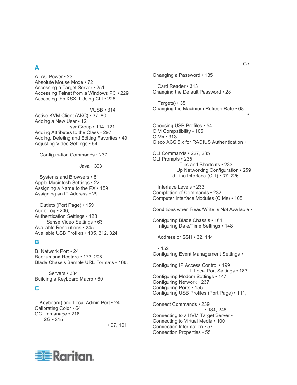 Index | Raritan Computer DOMINION KSX II User Manual | Page 357 / 362