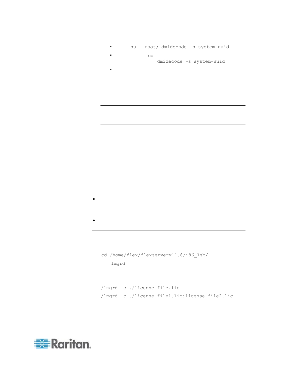 Copy the license file to the license server, Linux server, Windows server | Start the license server | Raritan Computer CCA-0N-V5.1-E User Manual | Page 39 / 420