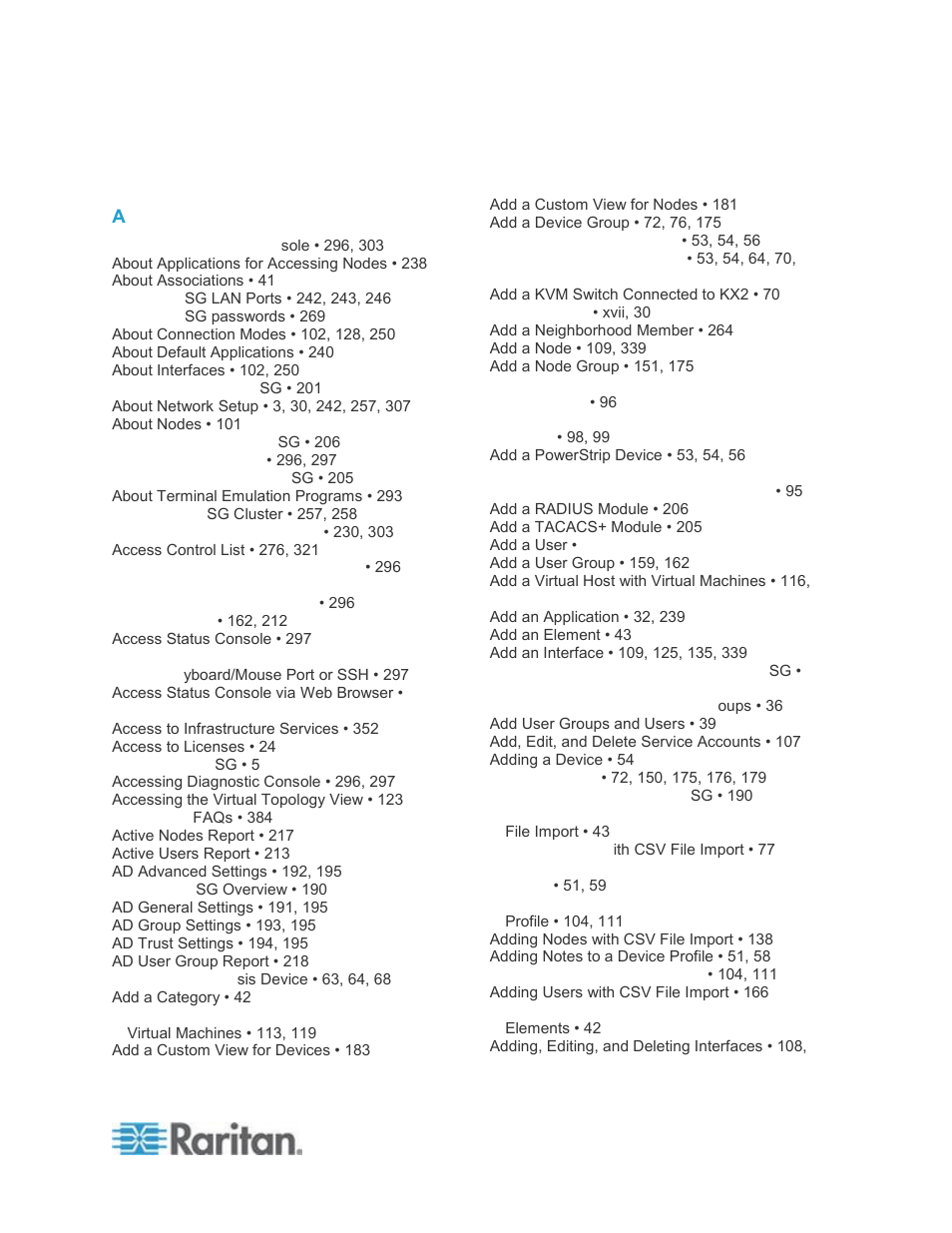 Index | Raritan Computer CCA-0N-V5.1-E User Manual | Page 411 / 420