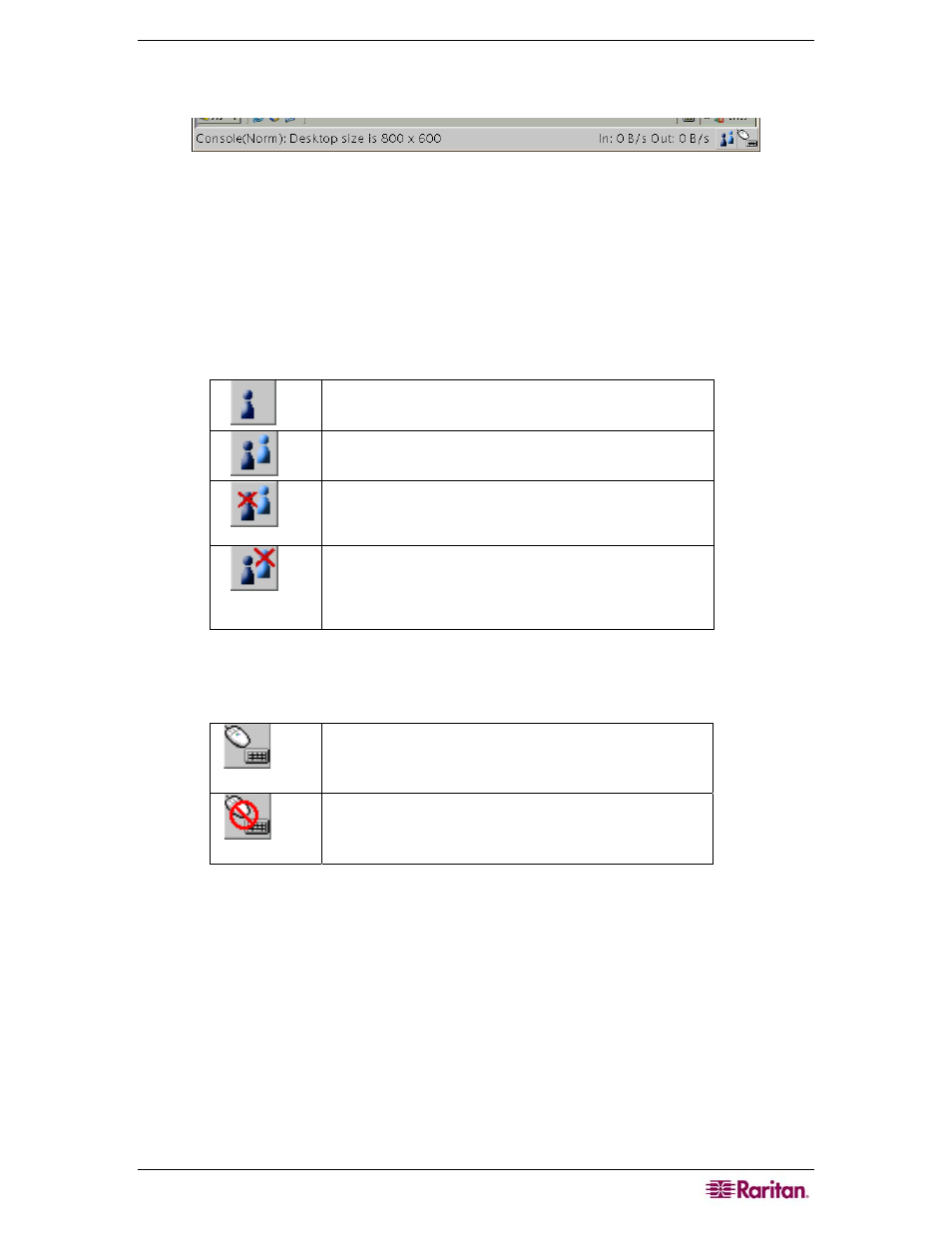 Figure 18 remote console status bar | Raritan Computer MCIP116 User Manual | Page 29 / 80