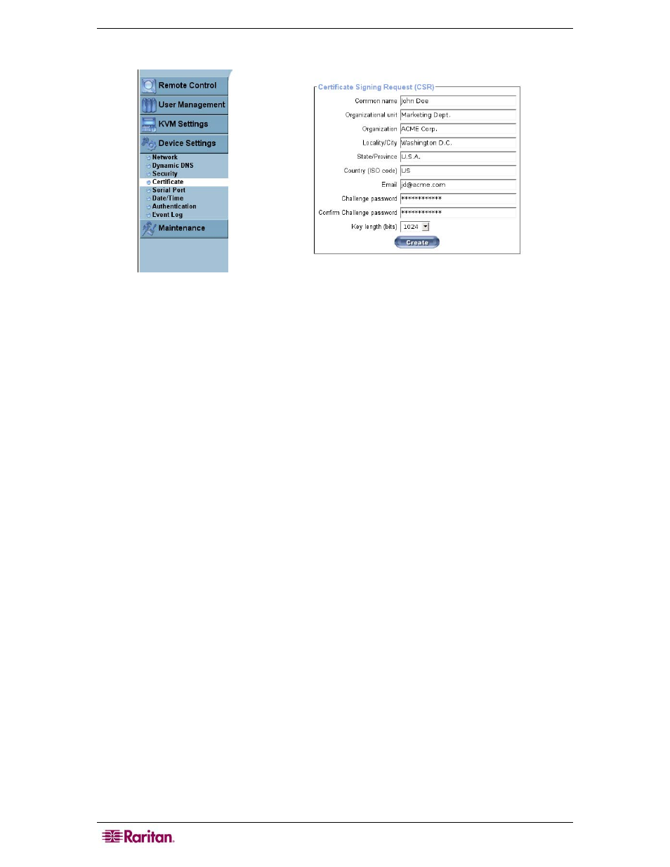 Certificate, Figure 33 certificate settings screen | Raritan Computer MCIP116 User Manual | Page 46 / 80