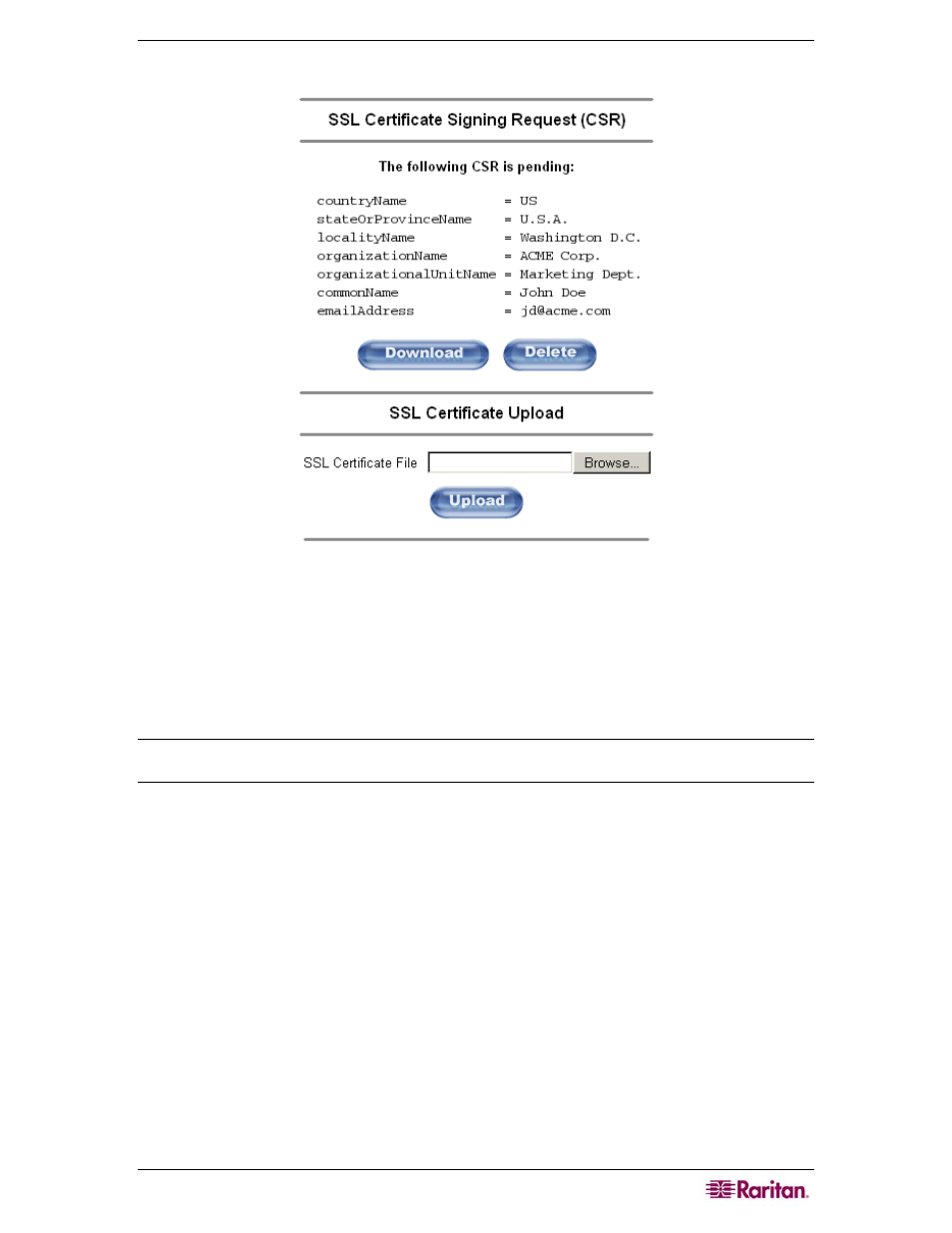 Figure 34 ssl certificate signing request screen | Raritan Computer MCIP116 User Manual | Page 47 / 80