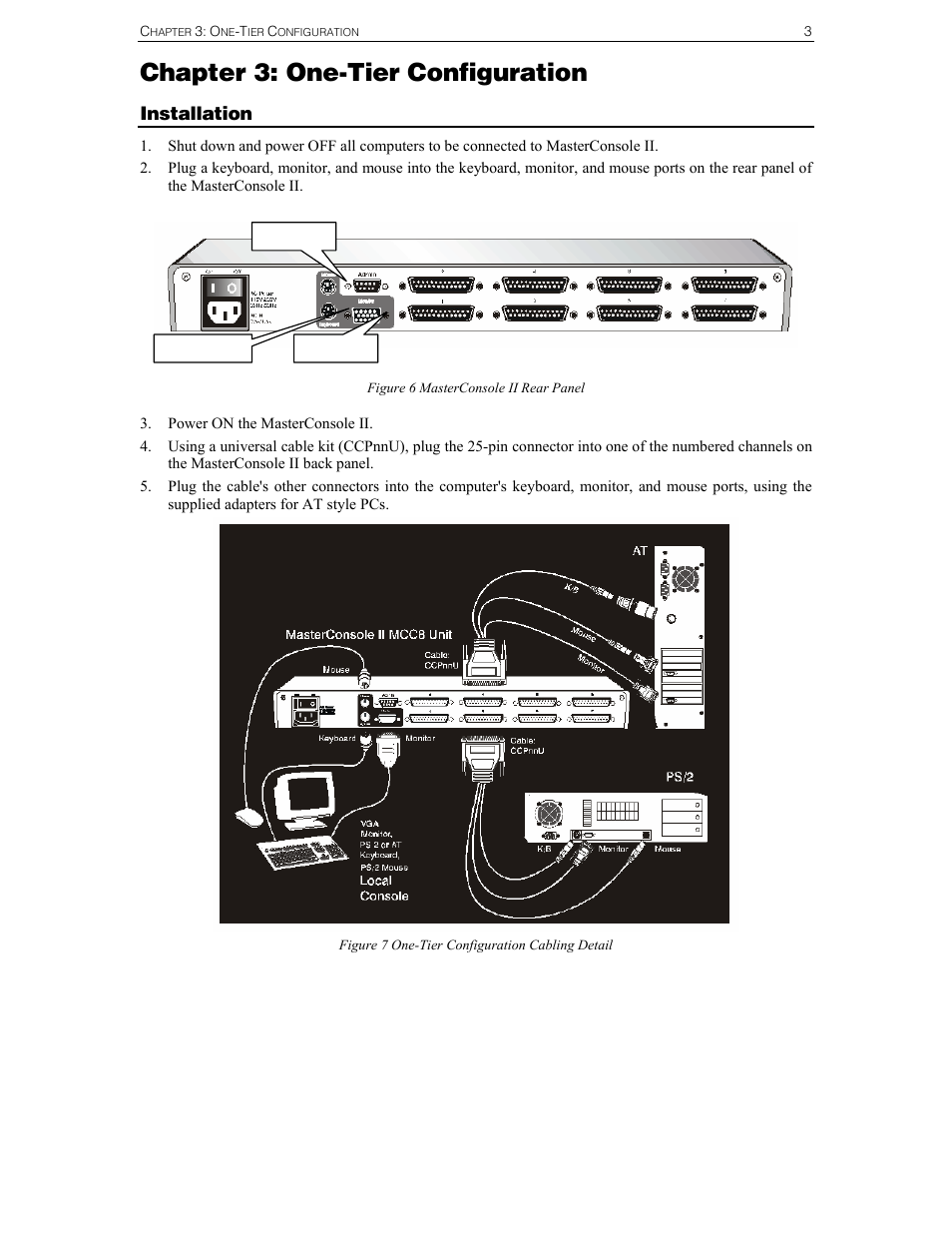 Chapter 3: one-tier configuration, Installation | Raritan Computer MCC4 User Manual | Page 11 / 42