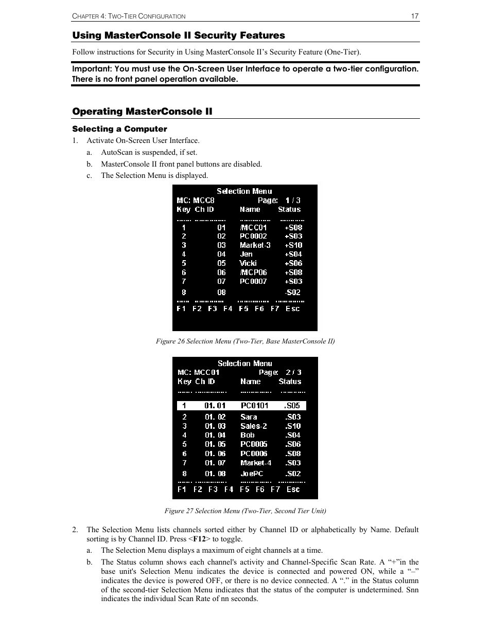 Using masterconsole ii security features, Operating masterconsole ii | Raritan Computer MCC4 User Manual | Page 25 / 42