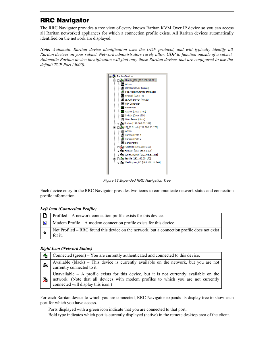 Rrc navigator, Figure 13 expanded rrc navigation tree | Raritan Computer DKX116 User Manual | Page 24 / 72