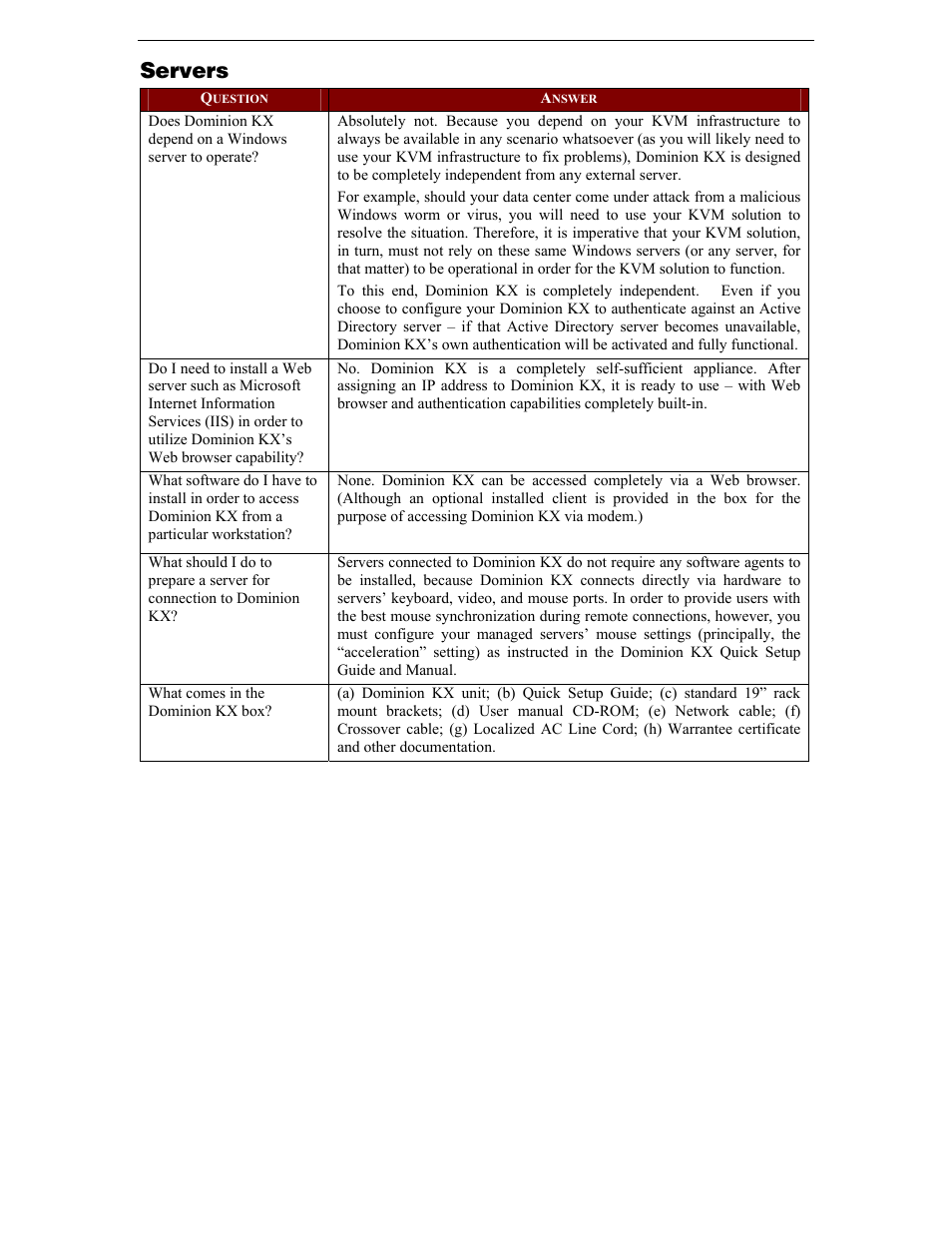 Servers | Raritan Computer DKX116 User Manual | Page 65 / 72