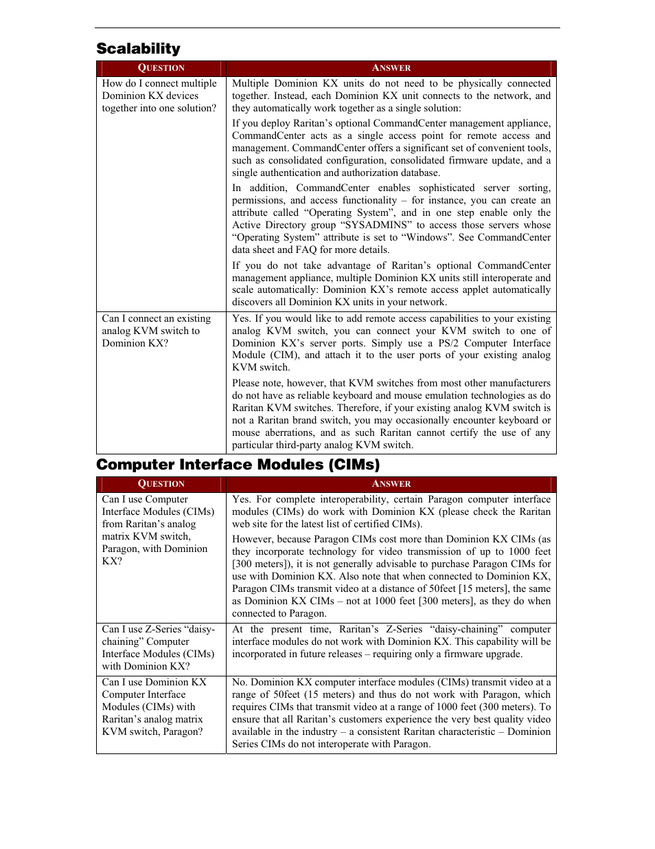 Scalability, Computer interface modules (cims) | Raritan Computer DKX116 User Manual | Page 69 / 72