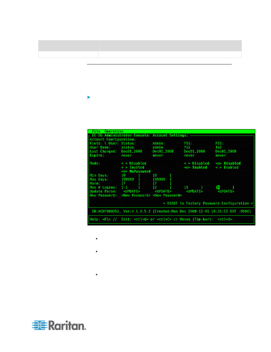 Diagnostic console account configuration | Raritan Computer Home Security System User Manual | Page 309 / 384