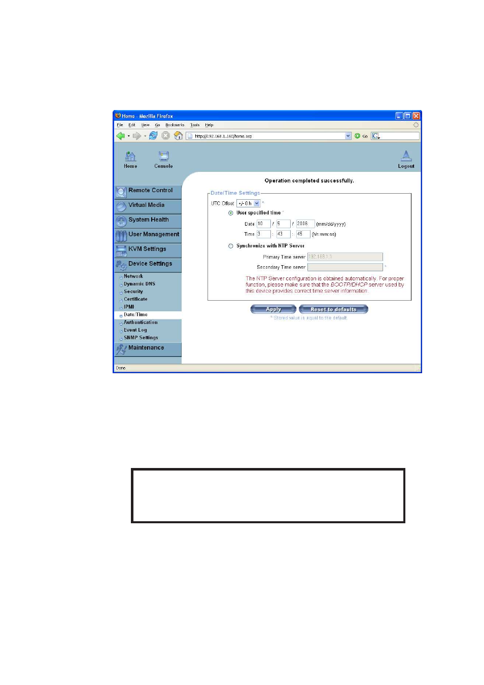 Date and time, Authentication settings, Warning | Raritan Computer Raritan ASMI G4 User Manual | Page 83 / 115