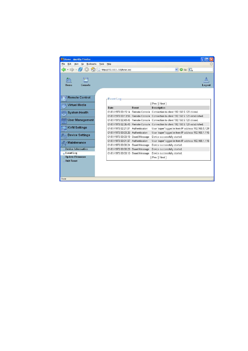 Event log, Update firmware | Raritan Computer Raritan ASMI G4 User Manual | Page 94 / 115
