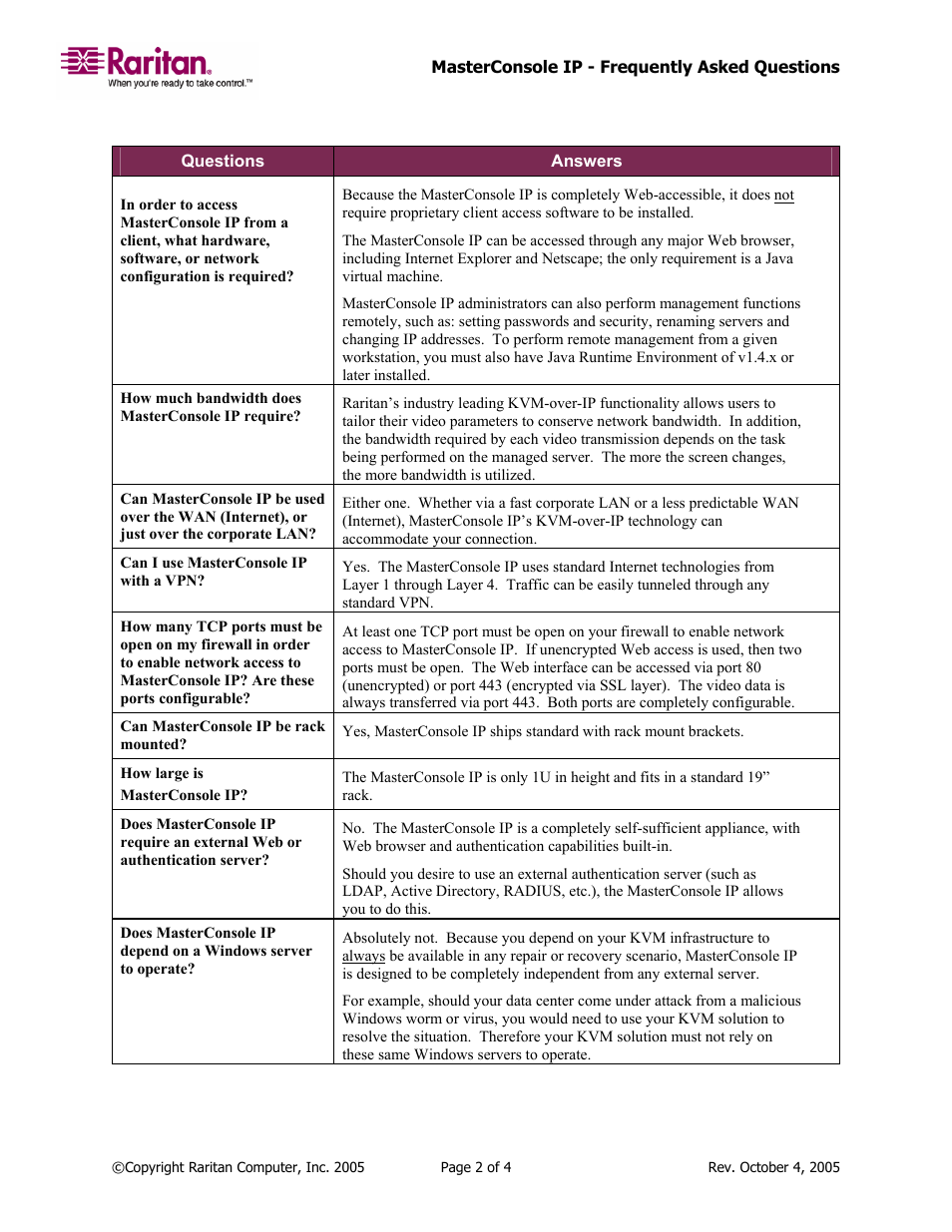 Raritan Computer Switch User Manual | Page 2 / 4