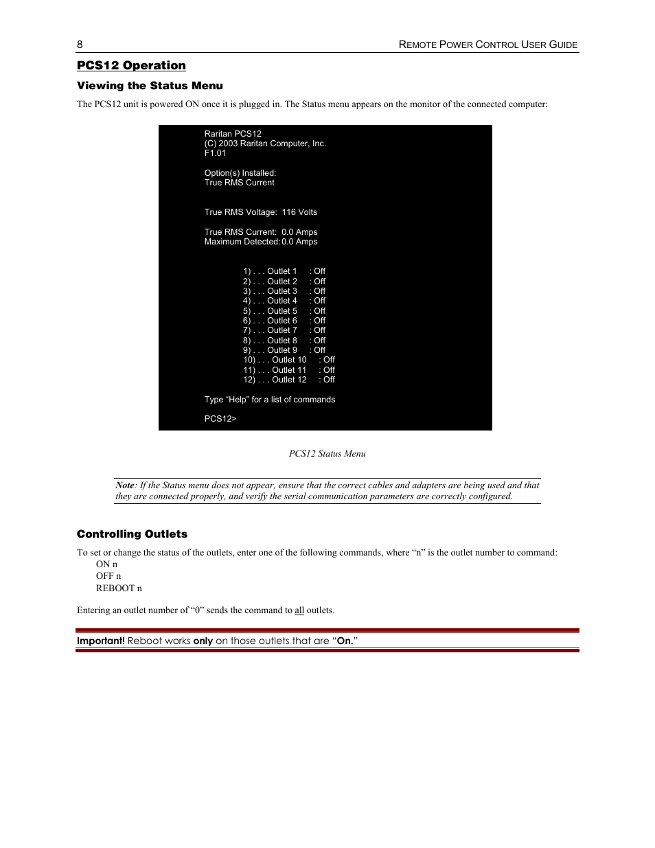 Pcs12 operation | Raritan Computer PCS12 User Manual | Page 18 / 43