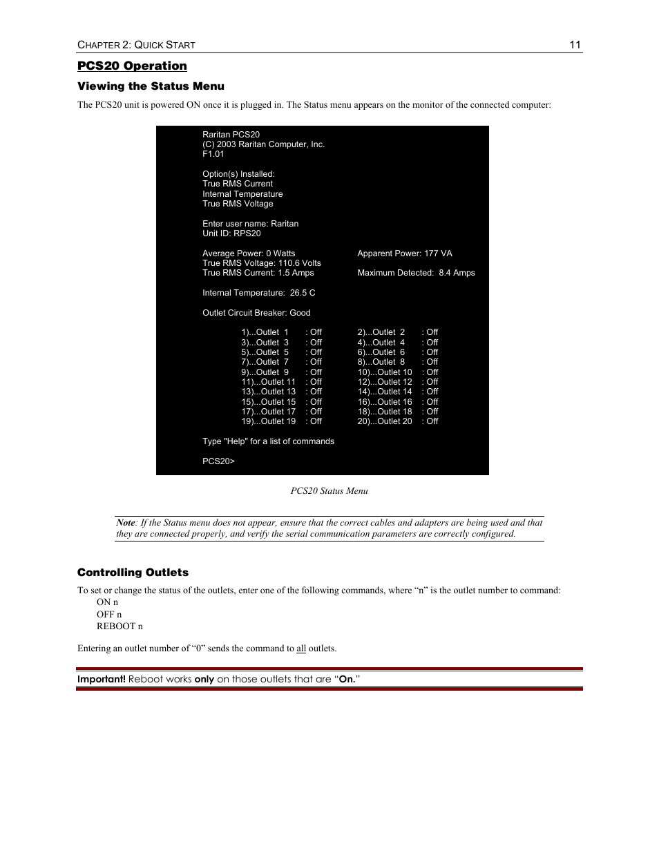 Pcs20 operation | Raritan Computer PCS12 User Manual | Page 21 / 43