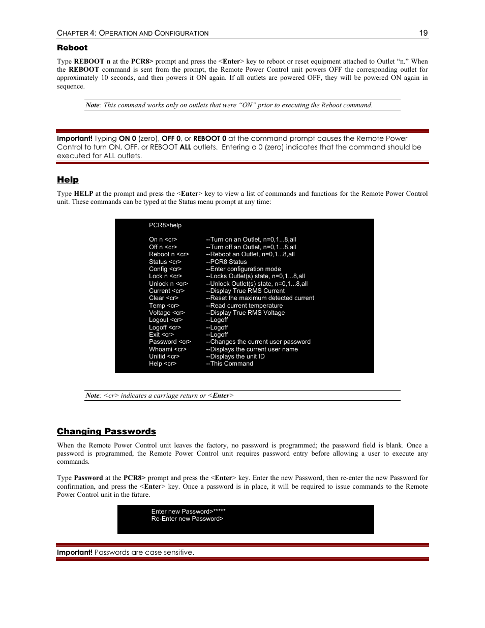 Help, Changing passwords | Raritan Computer PCS12 User Manual | Page 29 / 43