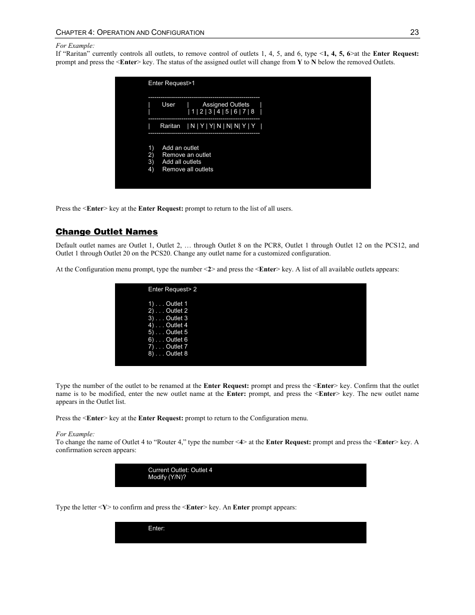 Change outlet names | Raritan Computer PCS12 User Manual | Page 33 / 43