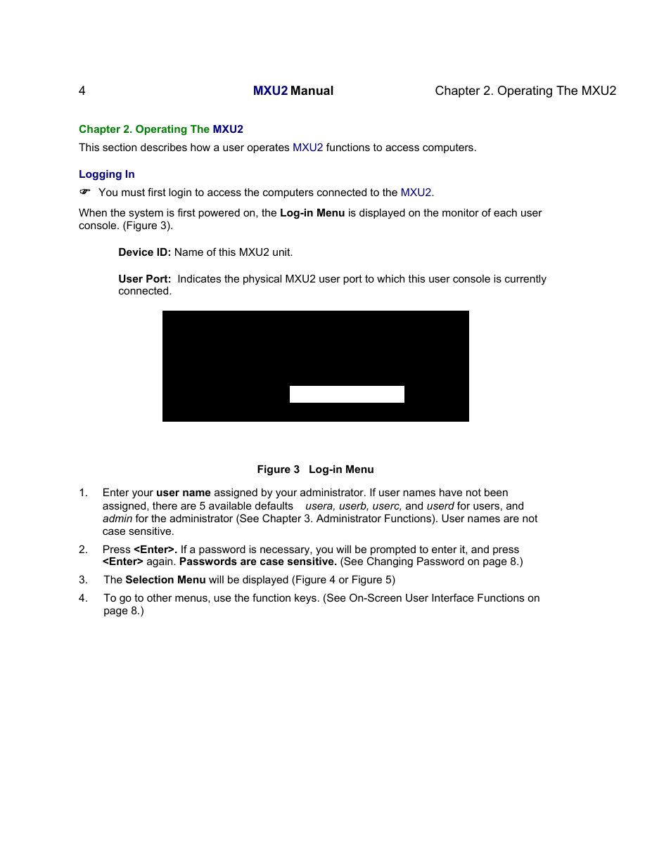 Help messages, Please login, Device id : base mxu2 user port : 1 | User name, Password | Raritan Computer MXU2 User Manual | Page 14 / 40