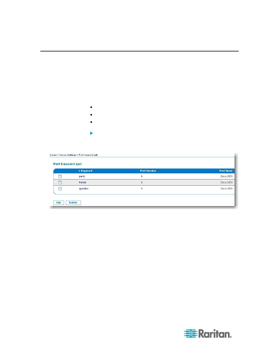 Port keywords | Raritan Computer DKSXII-V2.3.0-0D-E User Manual | Page 196 / 362