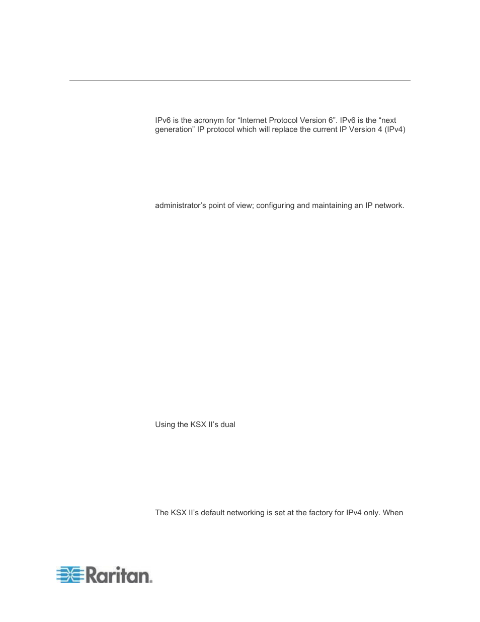 Ipv6 networking | Raritan Computer DKSXII-V2.3.0-0D-E User Manual | Page 335 / 362