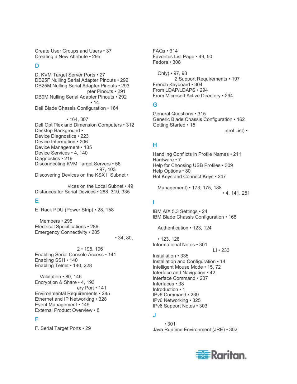 Raritan Computer DKSXII-V2.3.0-0D-E User Manual | Page 358 / 362